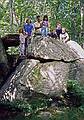 Marissa, Joyce, Tom, Arianna, Michael, TJ, Paul on top of a rock<br />along the trail from Greeley Pond.<br />August 18, 2000 - Camping at White Lake State Park, West Ossipee, New Hampshire.
