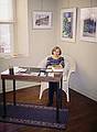 Joyce tending shop.<br />Joint exhibit of Joyce's sculpturtes and Audrey Bechler's paintings.<br />Sept. 17, 2000 - Newburyport Art Association, Newburyport, Massachusetts.