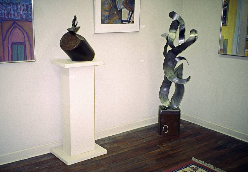 Joint exhibit of Joyce's sculpturtes and Audrey Bechler's paintings.<br />Sept. 17, 2000 - Newburyport Art Association, Newburyport, Massachusetts.