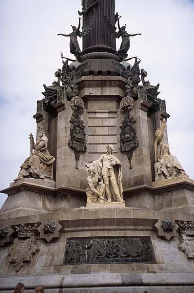 July 7, 2000 - Barcelona, Spain.<br />The base of the Christopher Columbus monument.