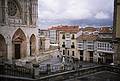 July 10. 2000 - Burgos, Spain.<br />Square in front of the cathedral.<br />Enclosed balconies are typical of northern Spain.