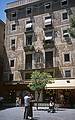 July 11, 2000 - Barcelona, Spain.<br />Painted (?) building (Casa del Gremi de Revenedors) on the Plaza del Pi.<br />("revocados de su fachada", the stucco was removed?)