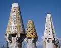 July 11, 2000 - Barcelona, Spain.<br />Rooftop chimneys of the Palau Guell.