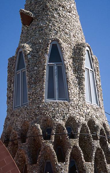 July 11, 2000 - Barcelona, Spain.<br />Rooftop chimneys of the Palau Guell.