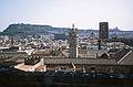 July 13, 2000 - Barcelona, Spain.<br />Atop the cathedral in the Barri Gotic.<br />View of the rooftops towards Montjuic.