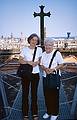 July 13, 2000 - Barcelona, Spain.<br />Atop the cathedral in the Barri Gotic.<br />Joyce and Marie.