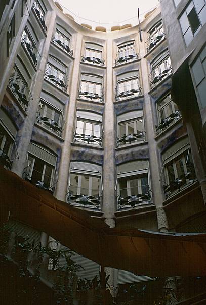 July 14, 2000 - Barcelona, Spain.<br />Gaudi's La Pedrera building.<br />Courtyard.