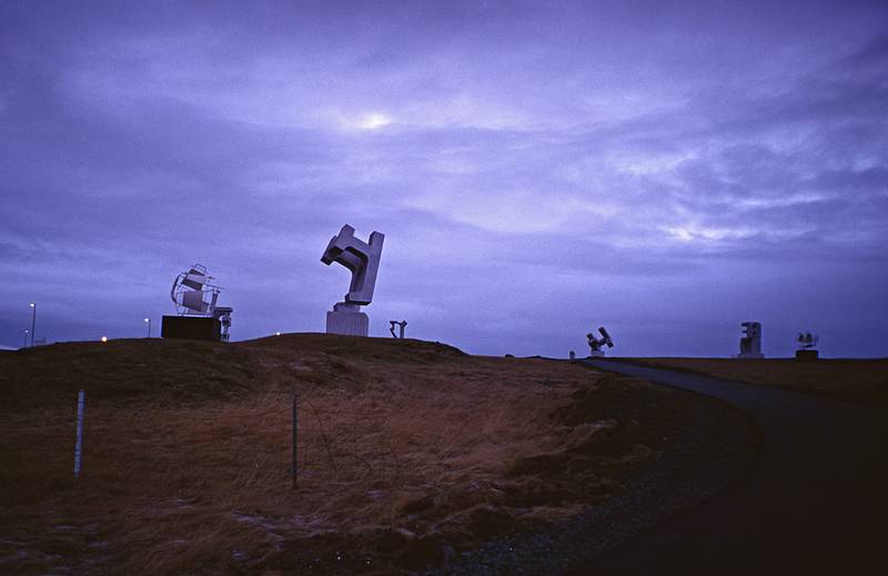 Outdoor sculptures at Grafarvogur Sculpture Park.<br />Jan. 26, 2001 - Vicinity of Reykjavik, Iceland.