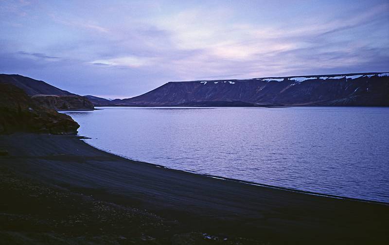 Early, and dark, January morning.<br />Jan. 27, 2001 - Kleifarvatn (Lake Kleifar?) SE of Raykjavik, Iceland.