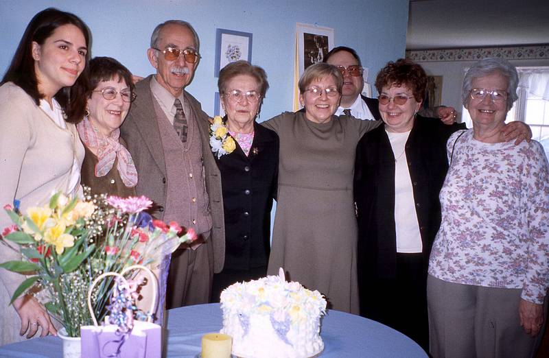 April 28, 2001 - Marblehead, Massachusetts.<br />Frances' (Ronnie's sister's) 80th birthday.<br />Jessica, Arlene, Ronnie, Frances, Jackie, Michael, Cheryl, and Estelle.