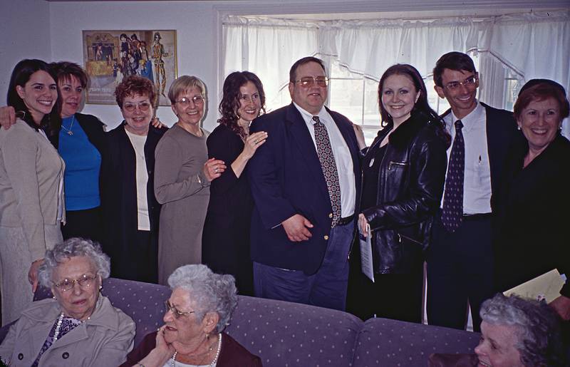 April 28, 2001 - Marblehead, Massachusetts.<br />Frances' (Ronnie's sister's) 80th birthday.<br />Jessica, ?, Cheryl, Jackie, Ilana, Michael, ?, ?, ?