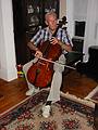July 31, 2001 - At Bill and Gery's in Merrimac, Massachusetts.<br />Celebrating Hanna's 60th birthday.<br />Bill playing one of his selfmade cellos.
