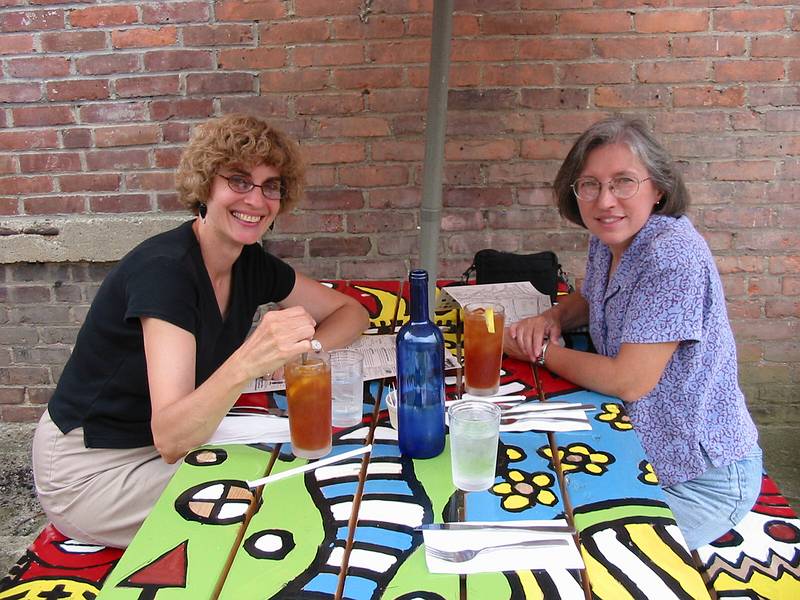 Aug 3, 2001 - North Adams, Massachusetts.<br />Ruth Susen and Joyce having lunch at the Joga Caf, 23 Eagle Street.