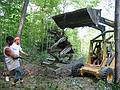 Aug 19, 2001 - Andres Institute of Art, Brookline, New Hampshire.<br />Volunteers from Brookline installing a Tomas Kus sculpture.<br />Published in the June/July 2002 issue of Art New England magazine.