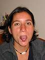 Aug 25, 2001 - Merrimac, Massachusetts.<br />Melody showing tongue stud.