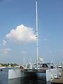 Sept 22, 2001 - Newburyport, Massachusetts.<br />Catamaran newly constructed by Binky with John H. and Mark H. as coowners.