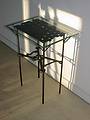 Dec 22, 2001 - At Joyce's studio, Amesbury, Massachusetts.<br />Metal and glass table.