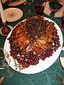 Dec 25, 2001 - Merrimac, Massachusetts.<br />Joyce's cooking, a crown of pork.