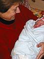 Dec 26, 2001 - Birth Center, Wellesley, Massachusetts.<br />Baiba (grandmother in law?) and Miranda.