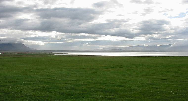 Aug 28, 2001 - ingeyrar.<br />View southwest to Lake Hp.
