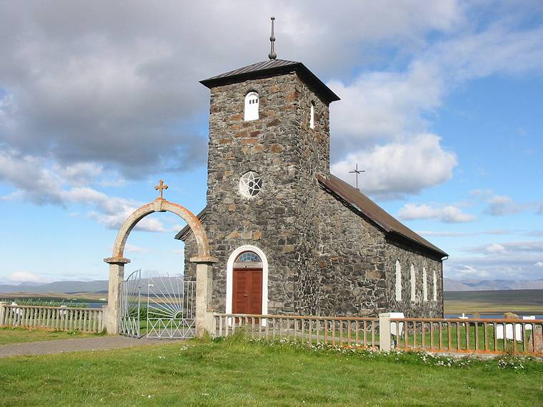 Aug 28, 2001 - Church at ingeyrar, Iceland.<br />Stone church constructed by the local farmer between 1864 and 1877.