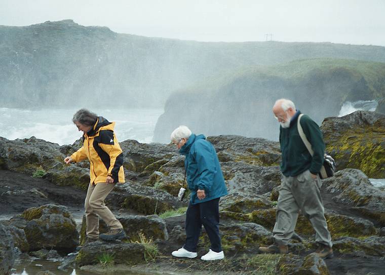 Aug 29, 2001 - Goafoss (the waterfall of the gods), Iceland.<br />Joyce, Marie, and Egils (photo by Baiba).