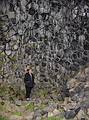 Aug 29, 2001 - Hljaklettar (echoing rocks) in Vesturdalur (west valley) in Jkulsrgljfur National Park.<br />Baiba and pattern formed by the ends of the horizontal columns of basalt.