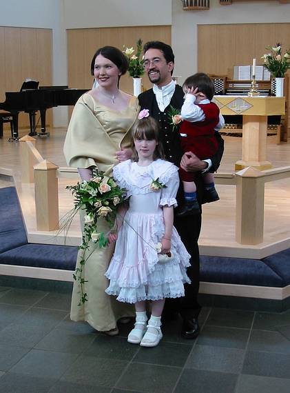 Aug 31, 2001 - Inga and Eric's wedding, Eskifjrur, Iceland.<br />Inga, Dagbjrt, Eric, and Gujn.