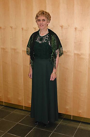 Aug 31, 2001 - Inga and Eric's wedding, Eskifjrur, Iceland.<br />Benna, Inga's mother at the church inner door.