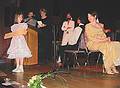 Aug 31, 2001 - Inga and Eric's wedding reception and Atli's 60th birthday celebration, Eskifjrur, Iceland.<br />Dagbjrt, Kristjana, Dagmar, Julia, Eric and Inga playing the newlywed game where they have to guess the partners likes and dislikes.