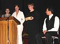 Aug 31, 2001 - Inga and Eric's wedding reception and Atli's 60th birthday celebration, Eskifjrur, Iceland.<br />Inga's sisters have every female in the hall return Eric's apartment keys into a basket.<br />(Every woman was given a key beforehand.)