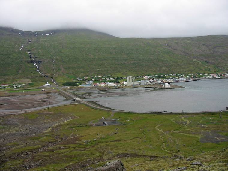 Sept 1, 2001 - Eskifjrur, Iceland.<br />3rd of four right to left shots of the fjord.