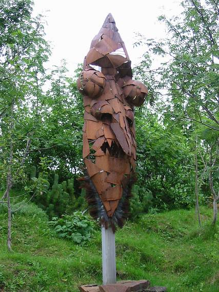 Sept 1, 2001 - A rock museum, shop, and garden at Stovarfjrur.<br />A steel sculpture in the garden.