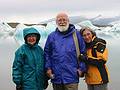 Sept 1, 2001 - At the shore of Jkulsrln (glacial river lagoon) at the foot of Breiamerkurjkull (a part of Vatnajkull).<br />Marie, Egils, and Joyce.