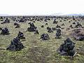 Sept 2, 2001 - Off Rt. 1 (ring road) west of Kirkjubjarklaustur maybe in the Mrdalssandur?<br />Manmade cairns of lava rock.