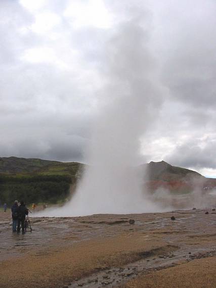 Sept 2, 2001 - A geyser at Geysir, Iceland.<br />This geyser is called Strokkur.<br />The geyser Geysir is no longer active but is the origin of the word geyser.