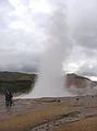 Sept 2, 2001 - A geyser at Geysir, Iceland.<br />This geyser is called Strokkur.<br />The geyser Geysir is no longer active but is the origin of the word geyser.