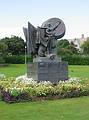 Sept 3, 2001 - Reykjavk, Iceland.<br />Statue next to the Tjrn (Pond).