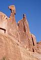 May 14, 2001 - Arches National Park, Utah.<br />A detail of the west side of Park Avenue in the morning.