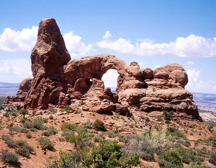 May 14, 2001 - Arches National Park, Utah.<br />Turret Arch at the Windows.