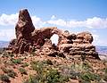 May 14, 2001 - Arches National Park, Utah.<br />Turret Arch at the Windows.