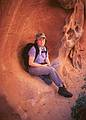 May 14, 2001 - Arches National Park, Utah.<br />Joyce on Devils Garden trail.