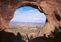 May 14, 2001 - Arches National Park, Utah.<br />Partition Arch at end of side trail off of Devils Garden Trail.