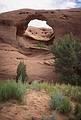 May 17, 2001 - Full day tour of Mystery Valley and Monument Valley, Utah/Arizona.<br />The arch from the truck as we are about to leave.