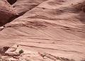 May 17, 2001 - Full day tour of Mystery Valley and Monument Valley, Utah/Arizona.<br />Natural lines and manmade stepping depressions in the sandstone face.
