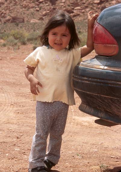 May 17, 2001 - Full day tour of Mystery Valley and Monument Valley, Utah/Arizona.<br />Navajo child.