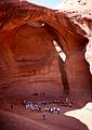 May 17, 2001 - Full day tour of Mystery Valley and Monument Valley, Utah/Arizona.<br />A group of French tourists listening to a Navajo sing and beat the drum.