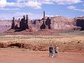May 17, 2001 - Full day tour of Mystery Valley and Monument Valley, Utah/Arizona.<br />Ronnie and Baiba looking at the Totem Pole.