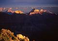 May 18, 2001 - North Rim of the Grand Canyon, Arizona.<br />Views from Bright Angell Point at sunset.<br />Deva, Brahma, and Zoroaster Temples in the background.