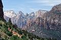 May 20, 2001 - Entrance road (UT-9) from the east to Zion National Park, Utah.<br />The Bee Hives and the Sentinel?